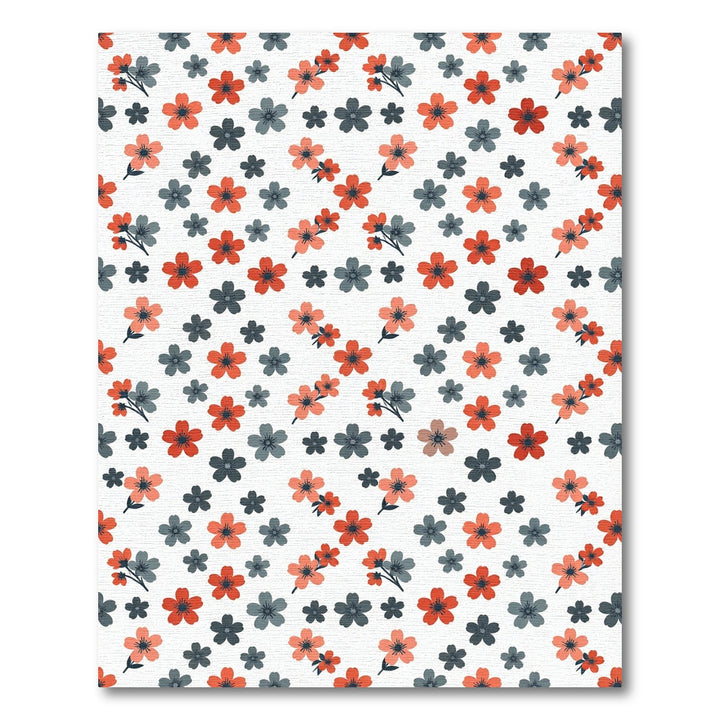 Coral Gray Blossom Scatter Rug