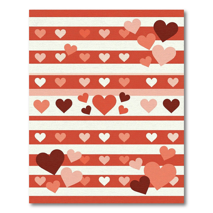 Whimsical Red White Hearts Stripes Rug