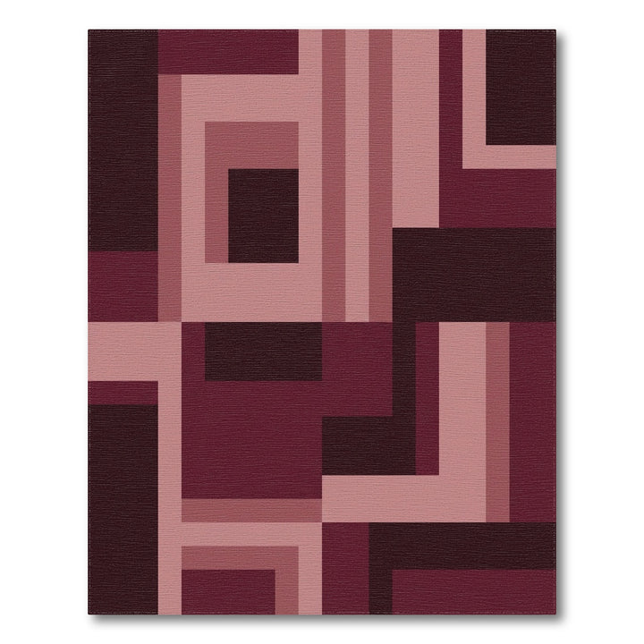 Burgundy Geometric Abstract Shapes Rug