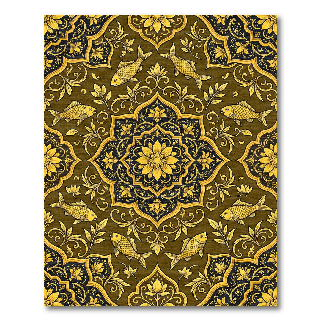 Golden Fish Art Nouveau Rug