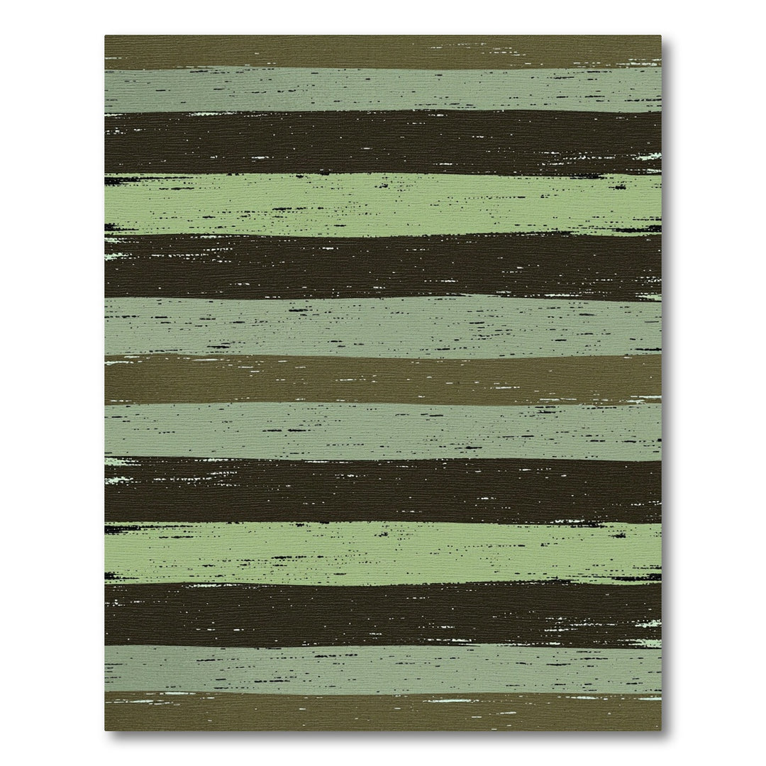 Earthy Green Brown Brush Stroke Stripes Rug