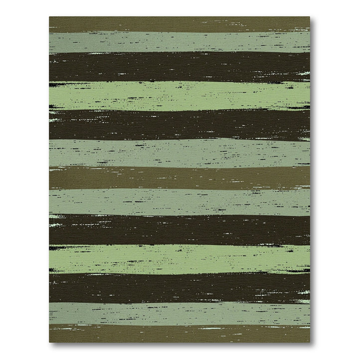 Earthy Green Brown Brush Stroke Stripes Rug