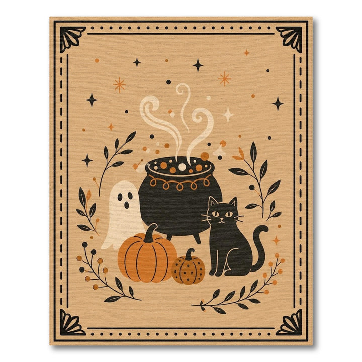 Halloween Cauldron Black Cat Area Rug