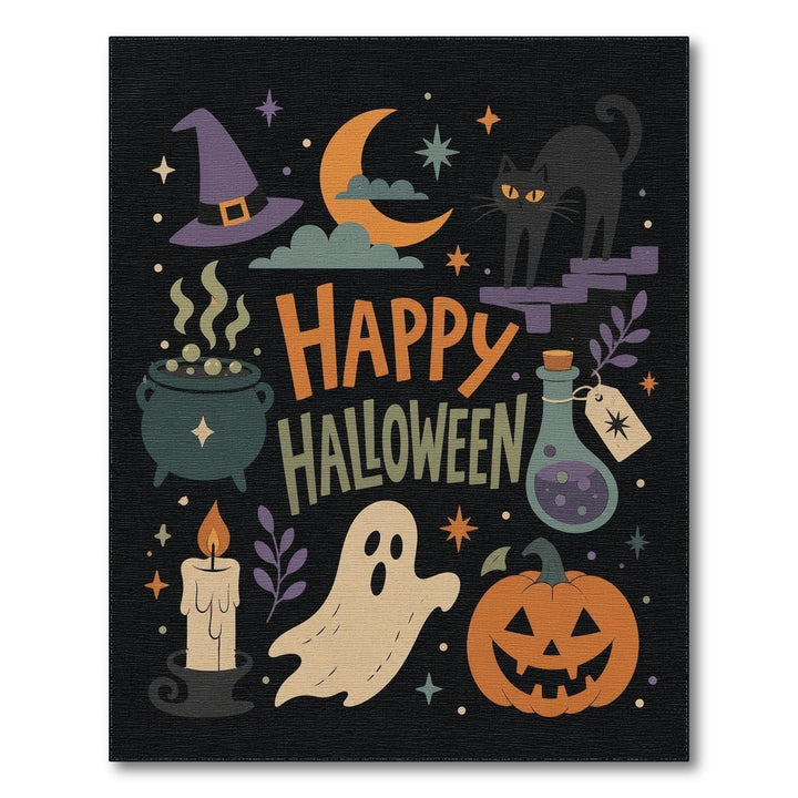 Happy Halloween Cartoon Ghost Pumpkin Area Rug