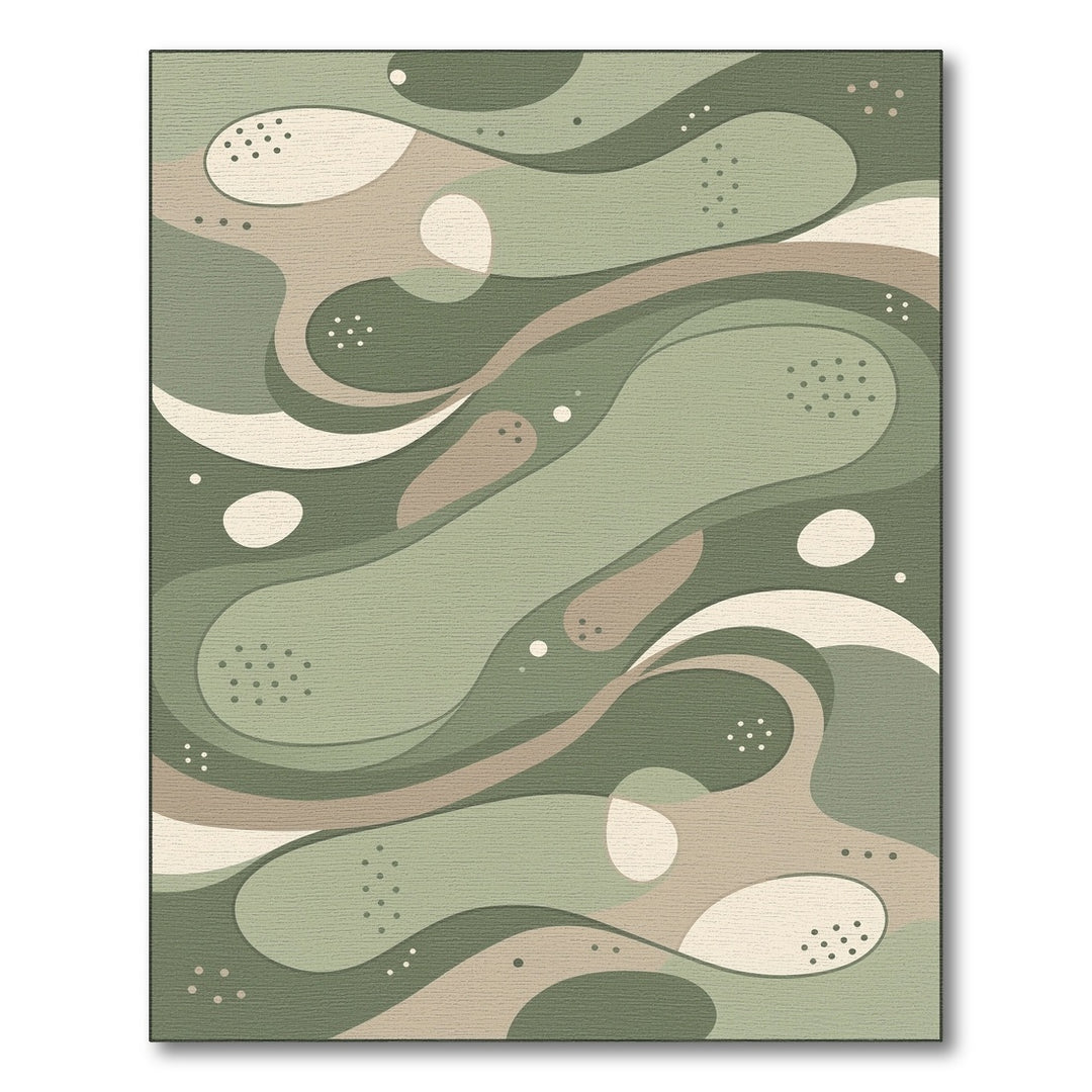 Organic Flow Green Abstract Area Rug