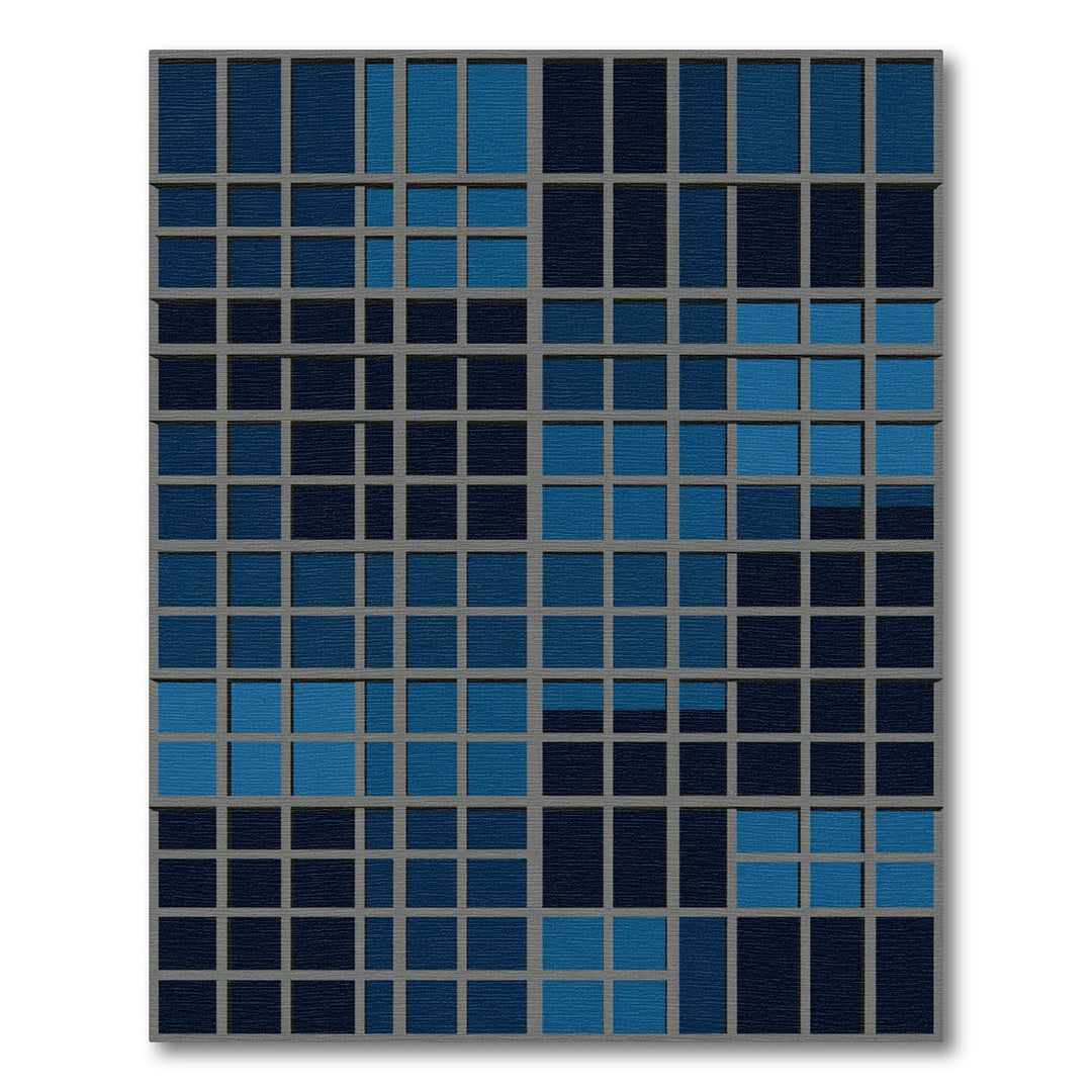 Deep Blue Grid Rectangle Rug