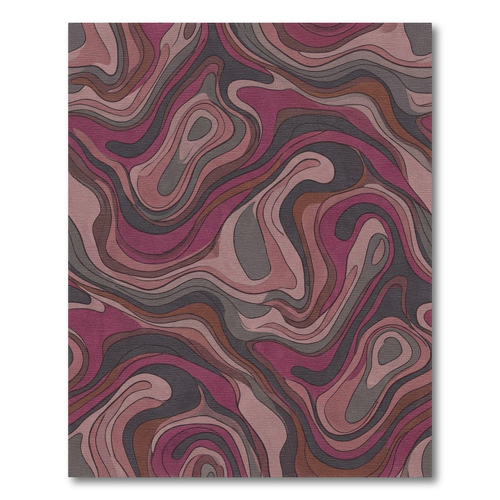Retro Swirl Abstract Magenta Gray Rug