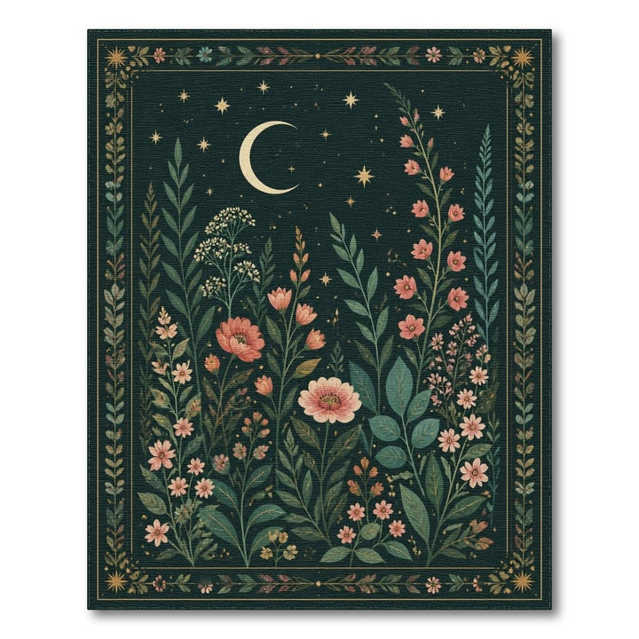 Moonlit Floral Green Area Rug