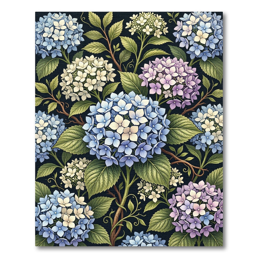 Blue White Purple Hydrangea Botanical Rug