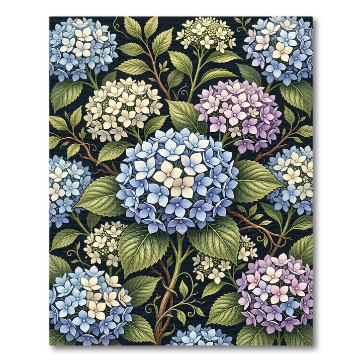 Blue White Purple Hydrangea Botanical Rug