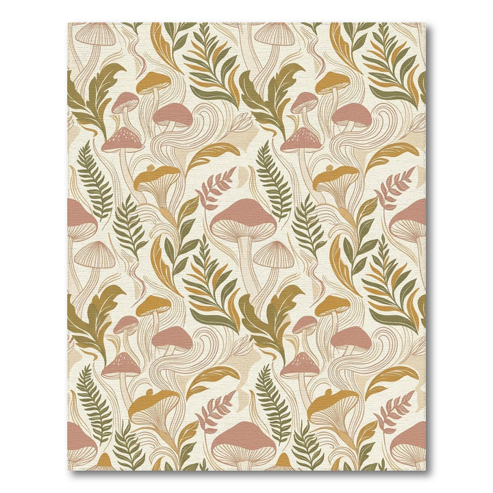Mushroom Fern Swirl Earthy Tone Rug