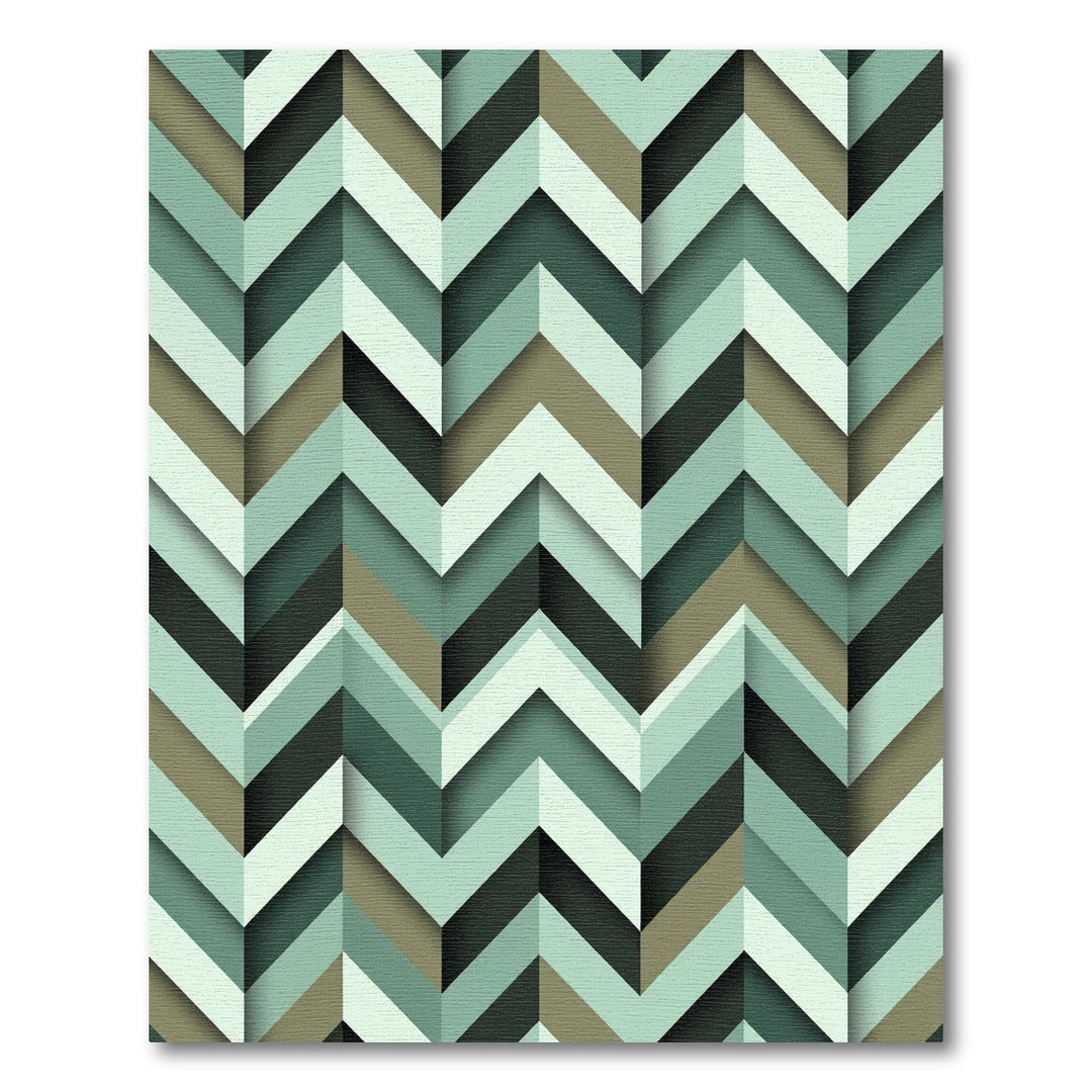 Shaded Green Chevron Overlay Rug