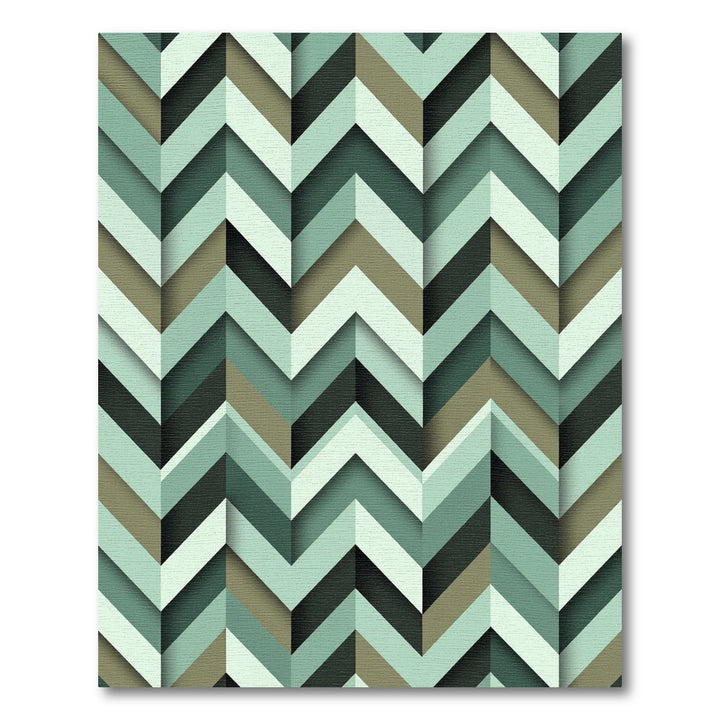 Shaded Green Chevron Overlay Rug