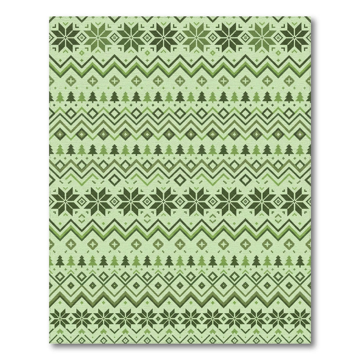Forest Green Nordic Snowflake Stripe Rug