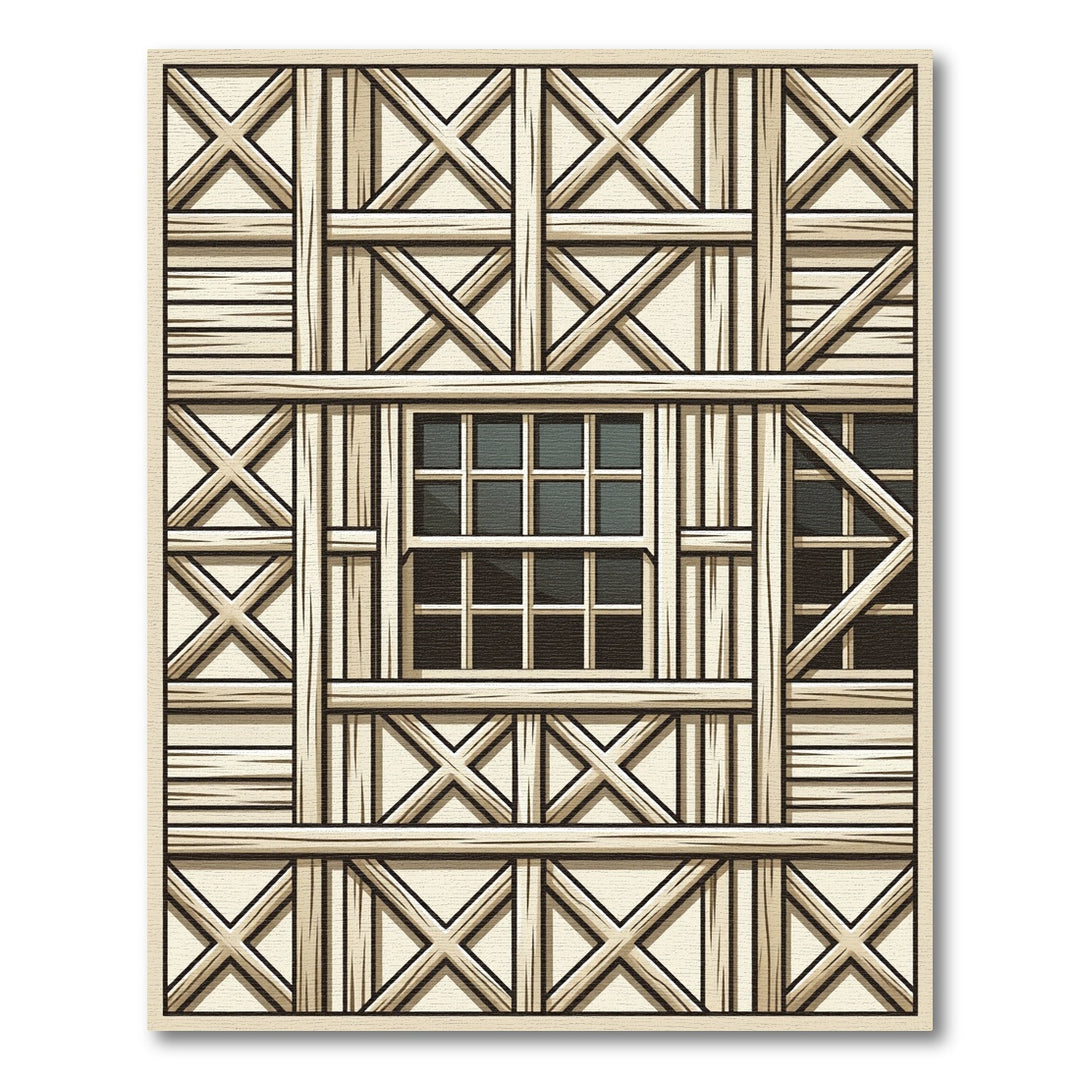 Tudor Wooden Timbered Cross Lattice Rug