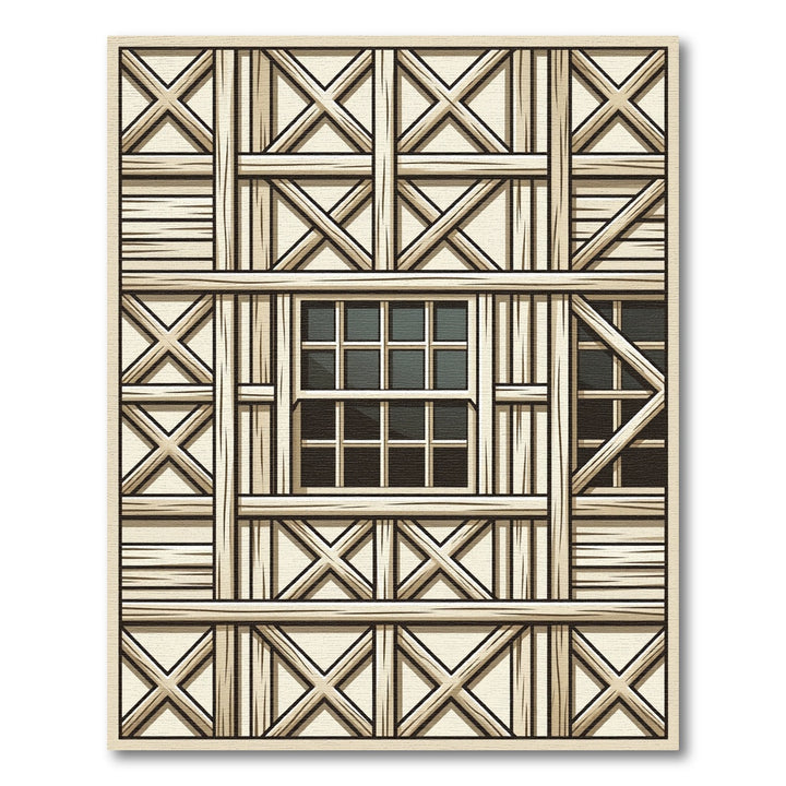 Tudor Wooden Timbered Cross Lattice Rug