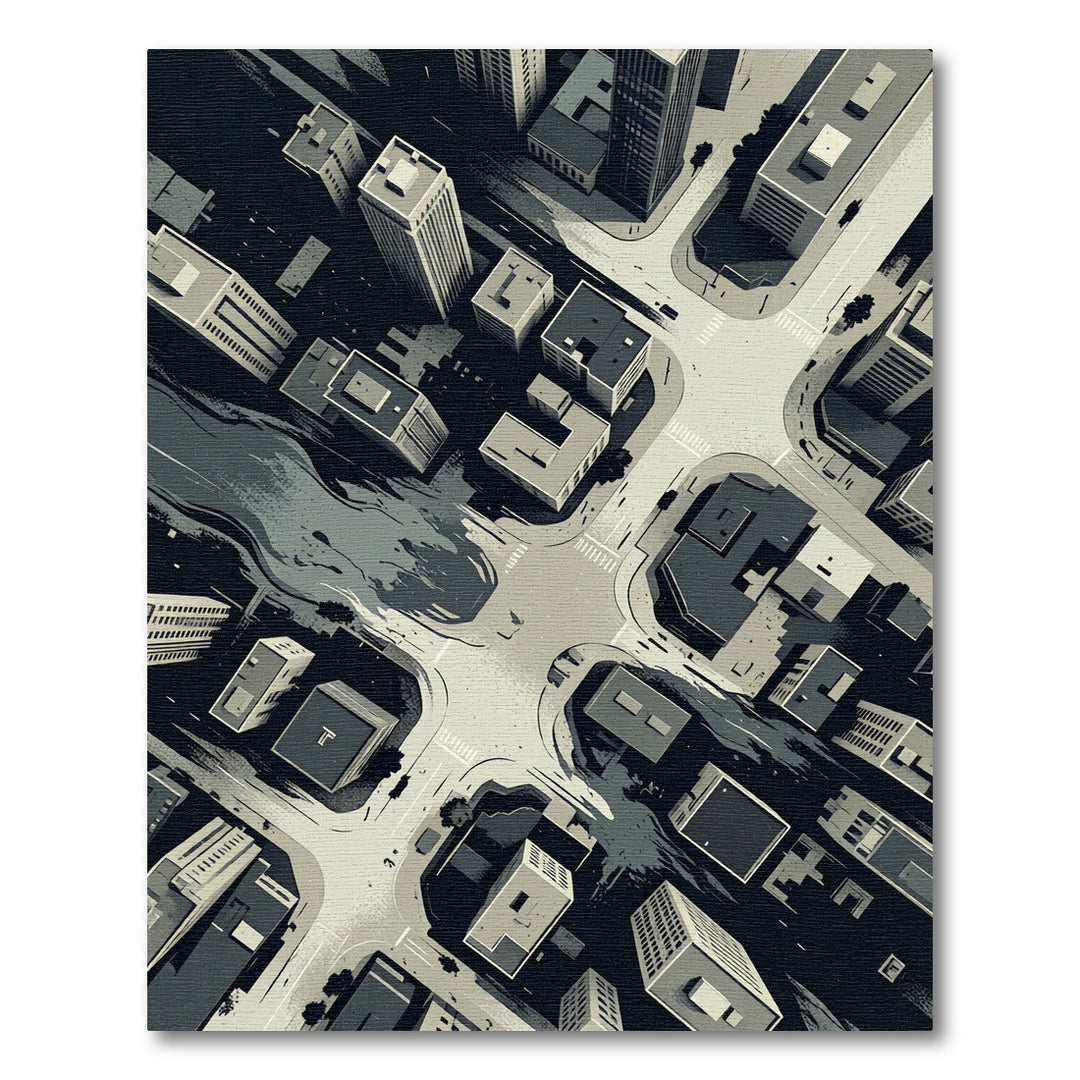 Monochromatic Urban Landscape Skyline Rug
