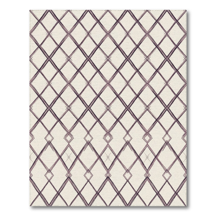 Plum Diamond Lattice Brushstroke Rug