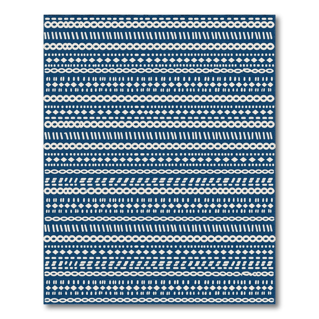Navy Blue Geometric Area Rug