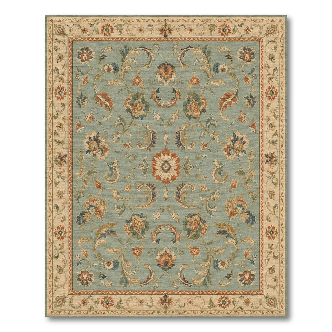 Teal Floral Vintage Area Rug