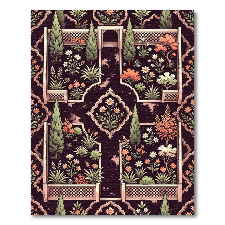 Traditional Floral Garden Archway Rug