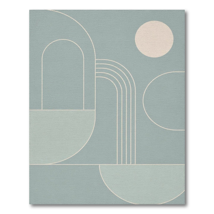 Blue and Teal Geometric Arch Area Rug