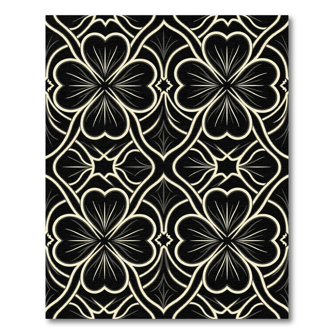 Black Cream Quatrefoil Lattice Rug