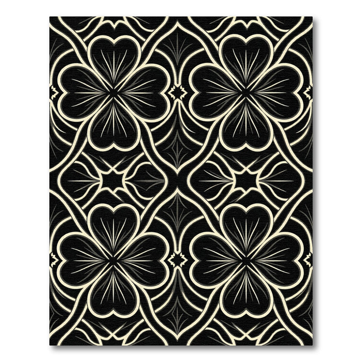 Black Cream Quatrefoil Lattice Rug