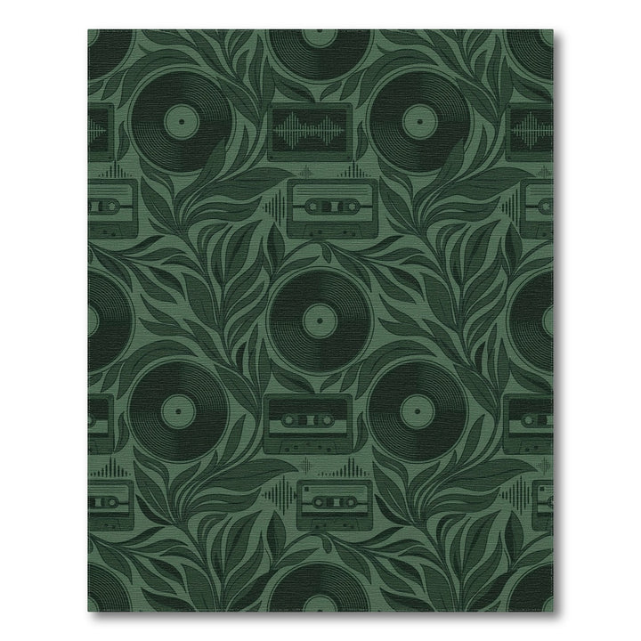 Dark Green Vinyl Cassette Foliage Rug