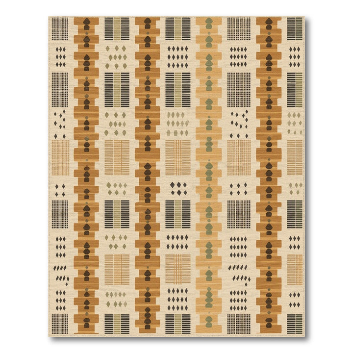 Brown Geometric Stacked Motif Area Rug