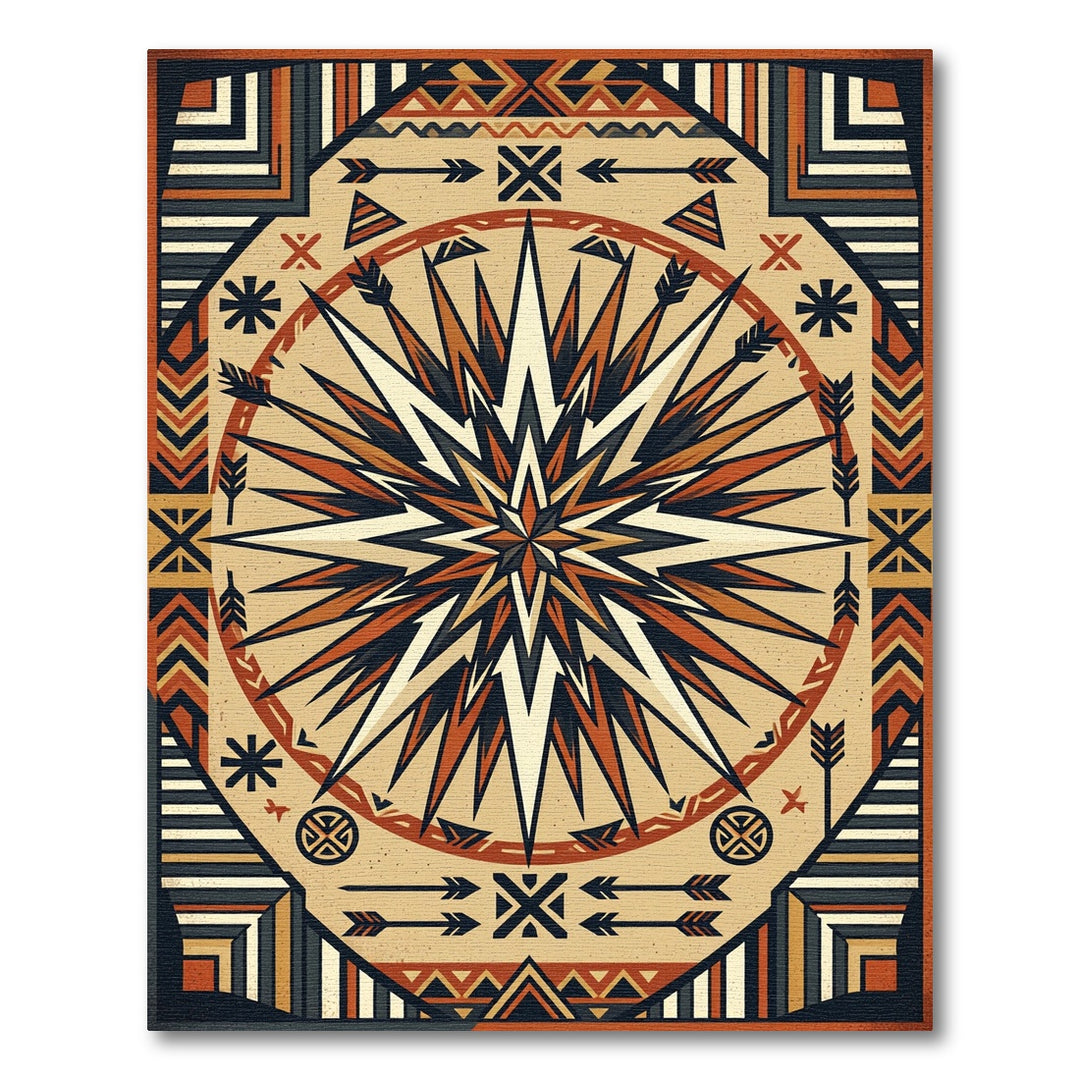 Native Sunburst Geometric Mandala Rug