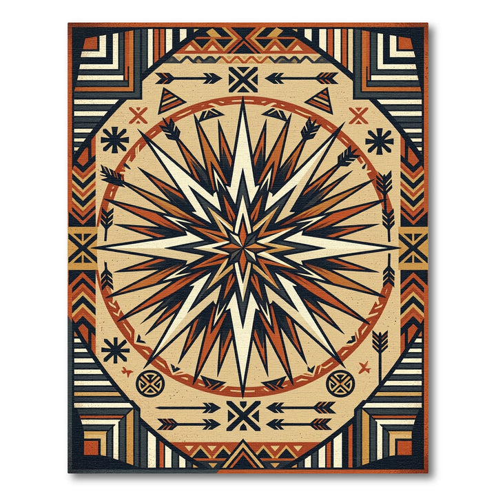 Native Sunburst Geometric Mandala Rug