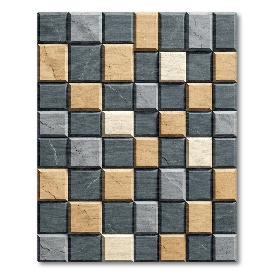 Tonal Square Marble Effect Texture Rug