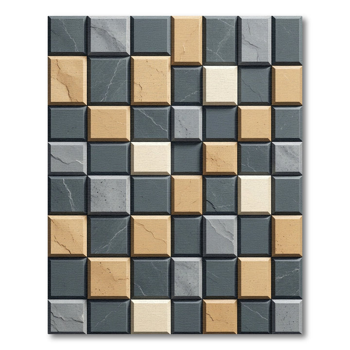 Tonal Square Marble Effect Texture Rug