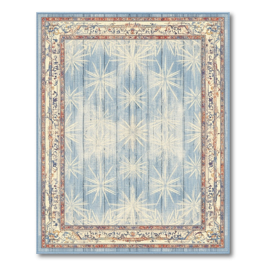 Blue Starburst Distressed Vintage Area Rug