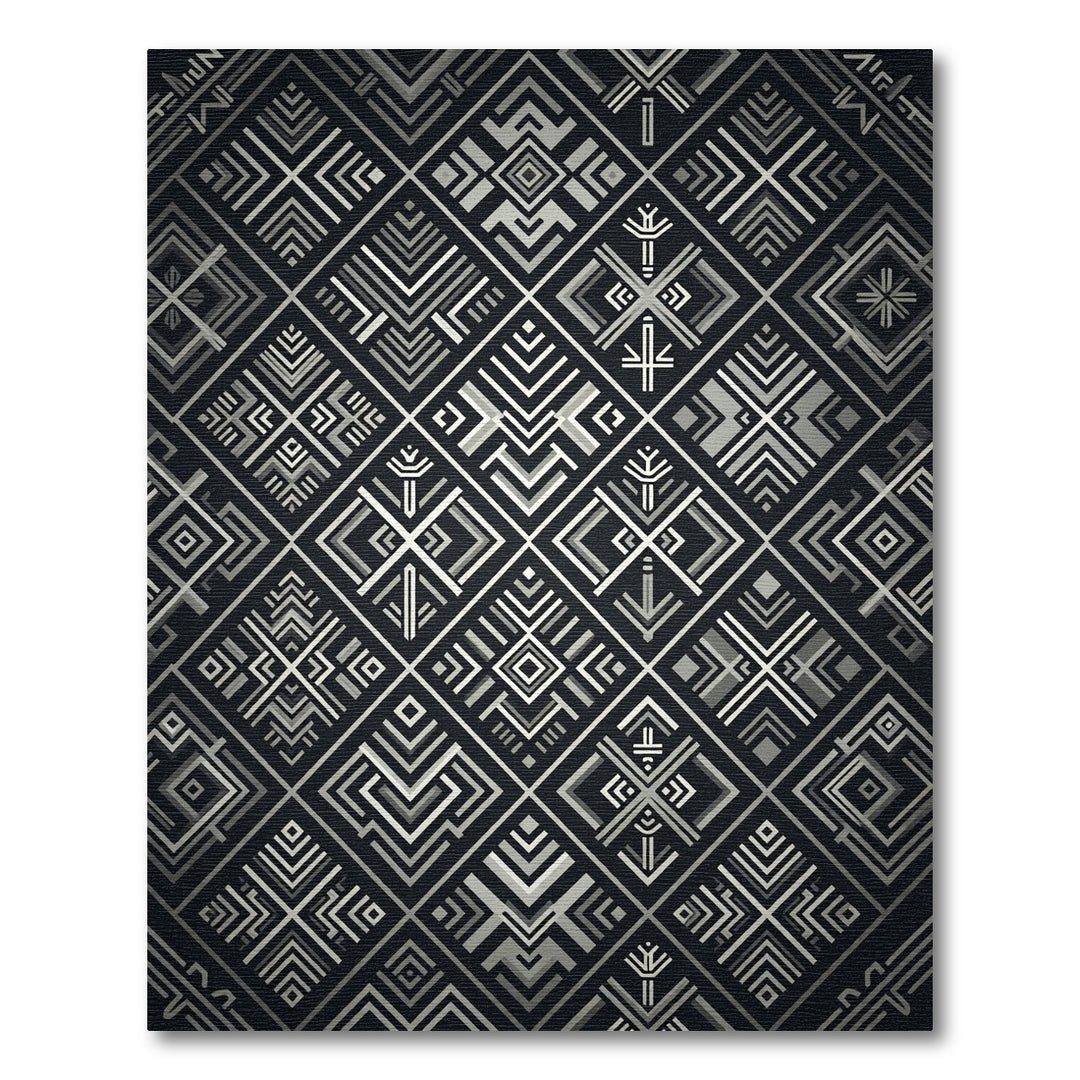Art Deco Silver Geometric Diamond Rug
