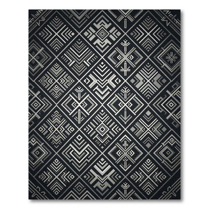 Art Deco Silver Geometric Diamond Rug