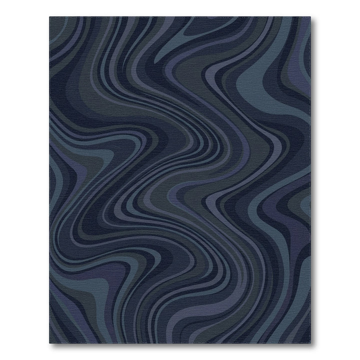 Dark Blue Fluid Swirl Ripples Rug