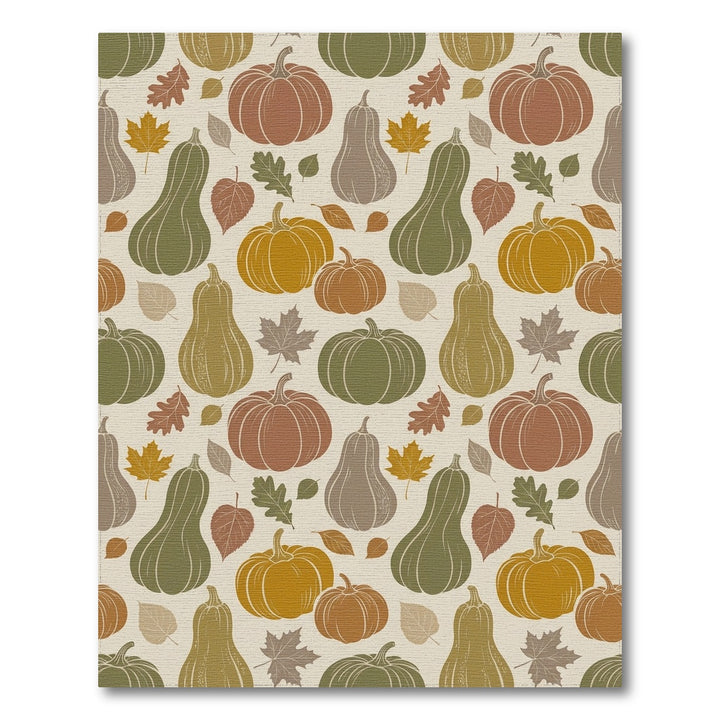 Earthy Pumpkin Squash Fall Leaf Arrangement Rug
