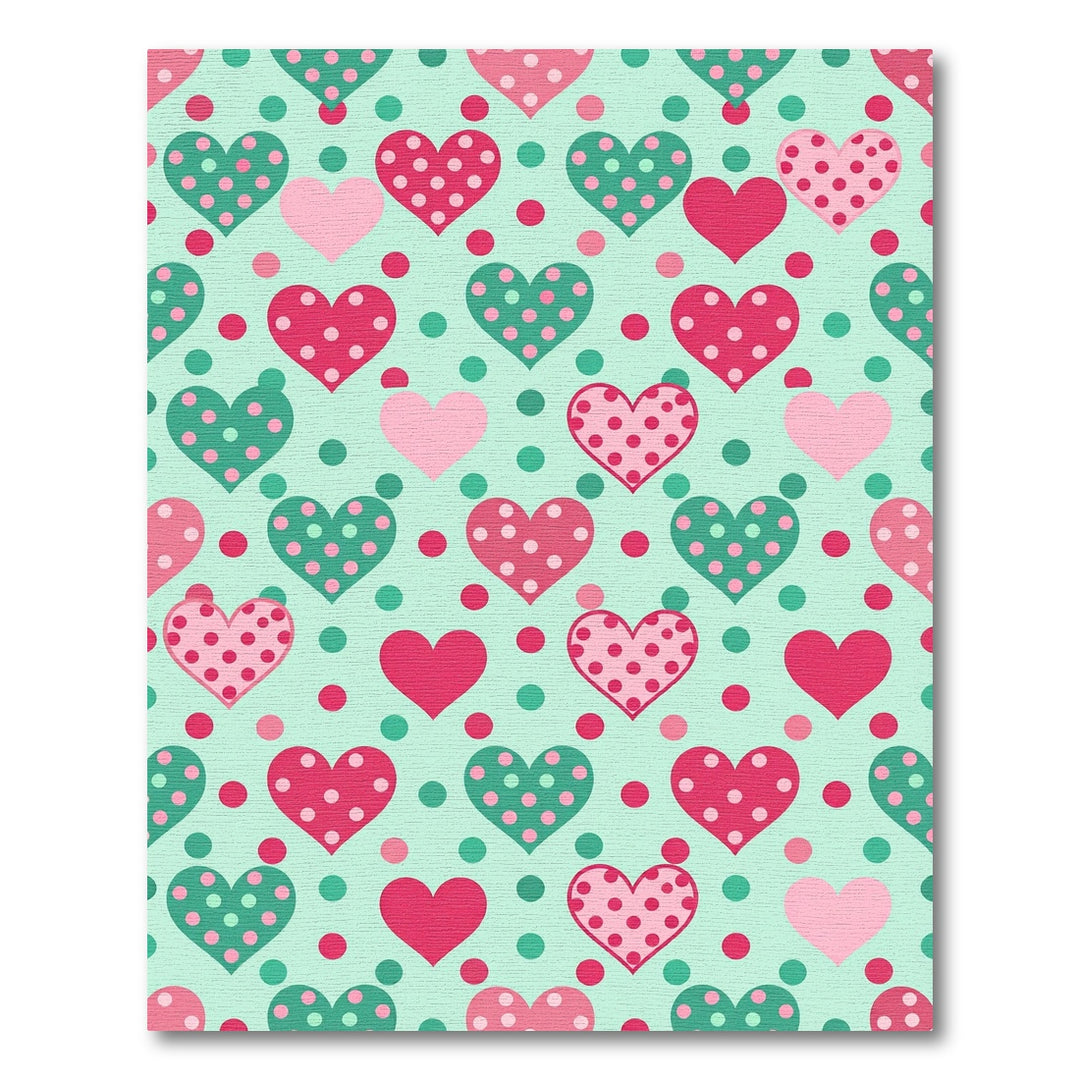 Pink Teal Polka Dot Heart Rug