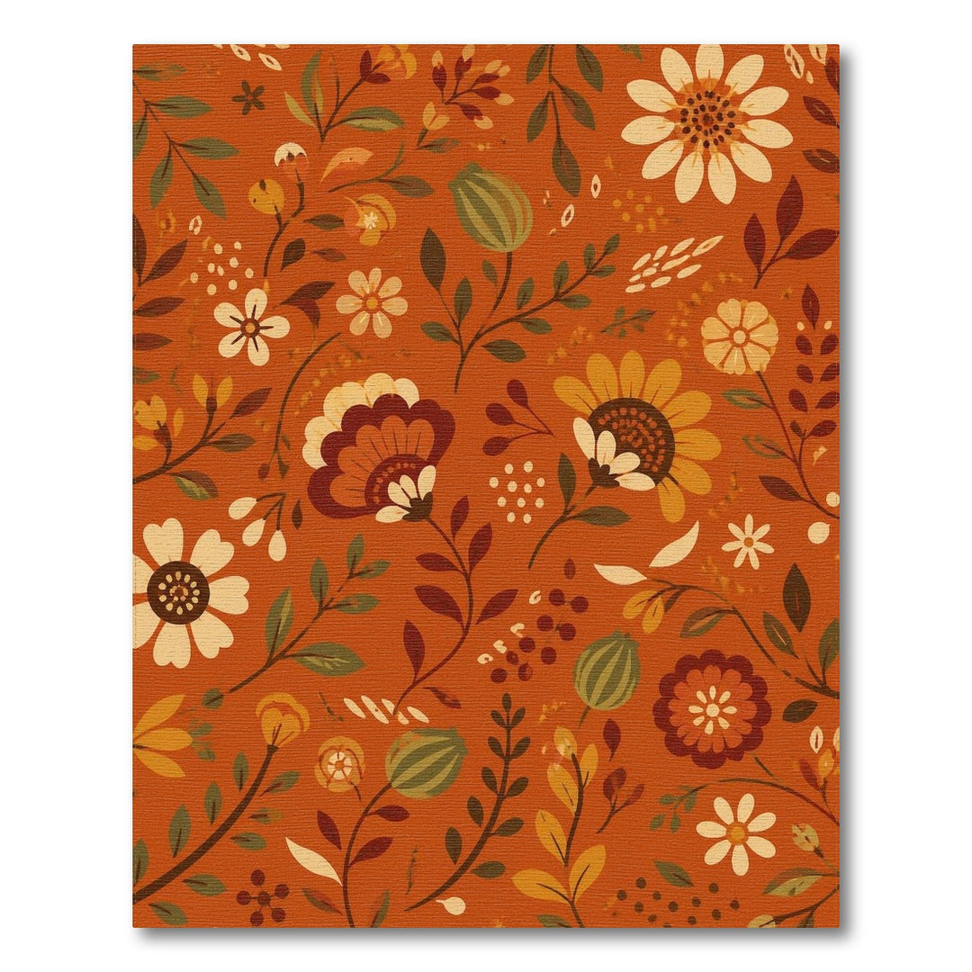 Orange Floral Vintage Area Rug