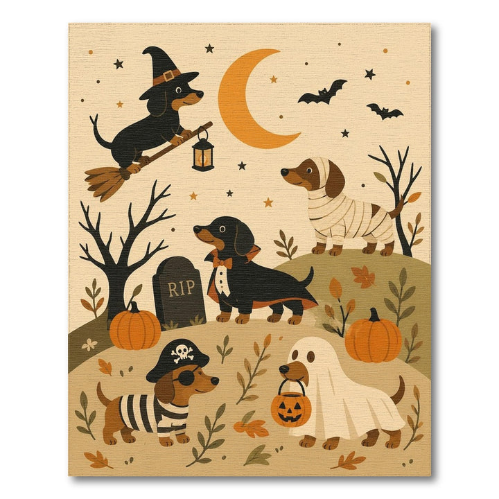 Whimsical Halloween Dachshund Area Rug