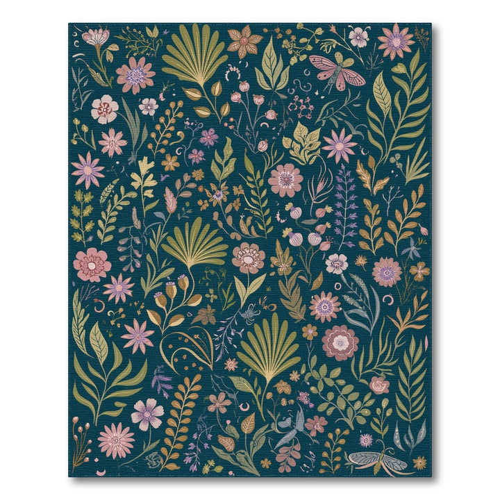 Teal Floral Vintage Area Rug