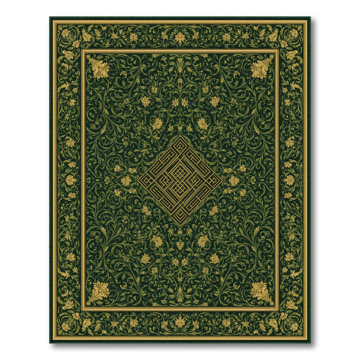Traditional Persian Green Gold Floral Persian Area Rug