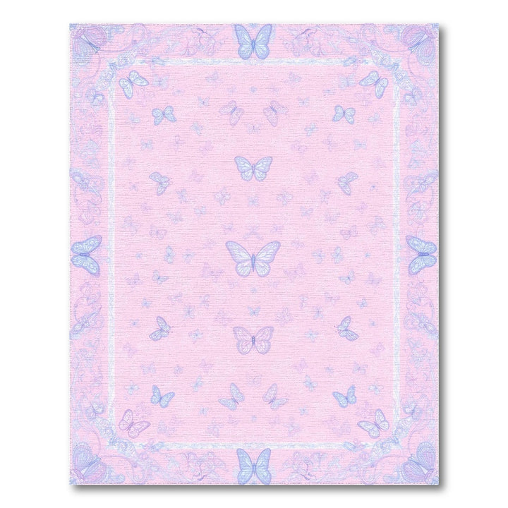 Kids Cartoon Pink Butterfly Kids Area Rug