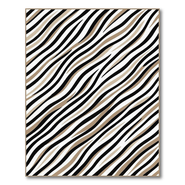 Abstract Area Black White Wavy Stripe Area Rug