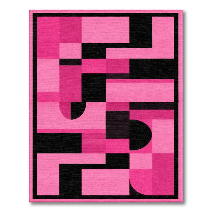 Bold Pink Black Geometric Pink Area Rug