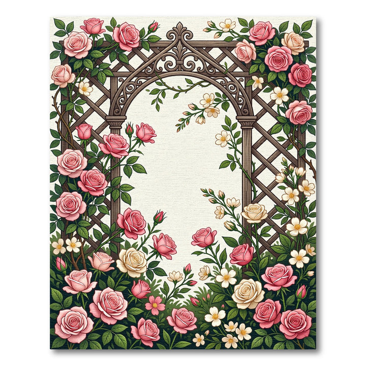 Enchanting Pink Roses Garden Arch Rug