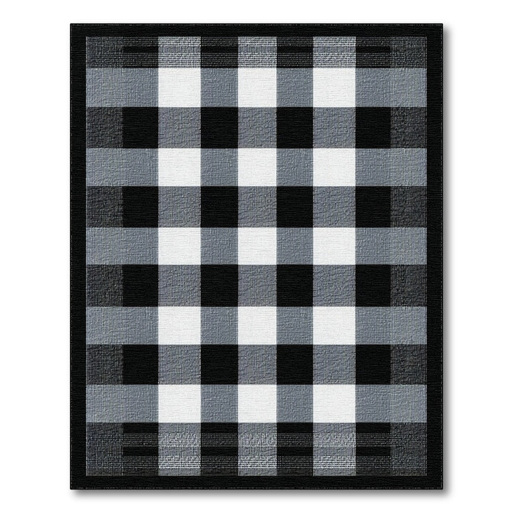 Black White Checkered Geometric Area Rug