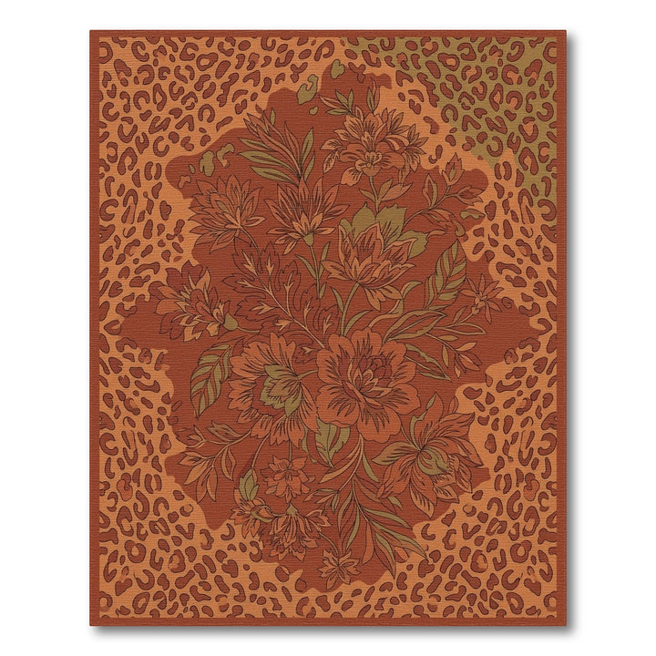 Terracotta Floral Leopard Medley Rug